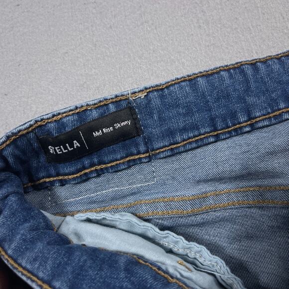True Religion Stella Jeans Women 32 Mid Rise‎ Skinny Blue Denim Raw Hem Stretch - Picture 7 of 13